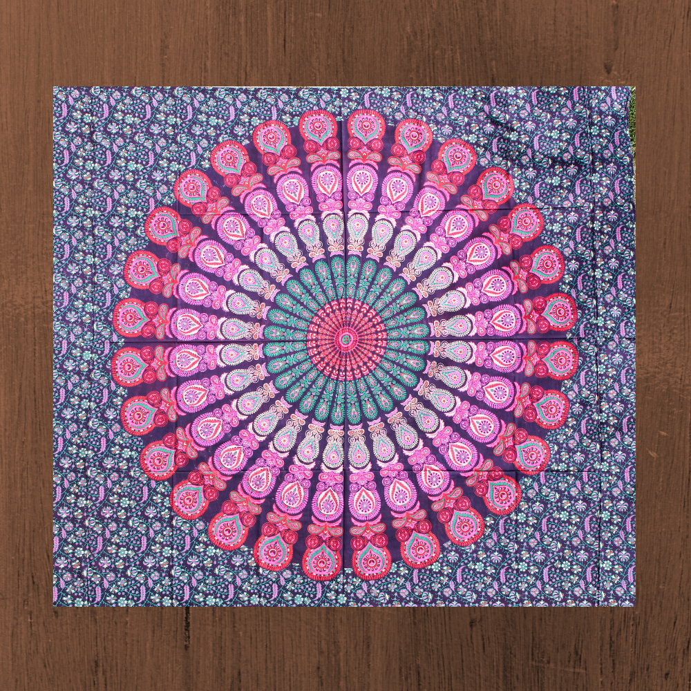 Wandbehang aus Baumwolle Motiv „Mehrfarbiges Mandala“