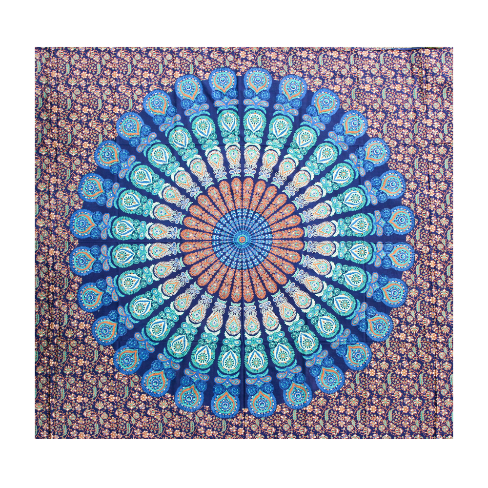 Wandbehang aus Baumwolle Modell Blaues Mandala