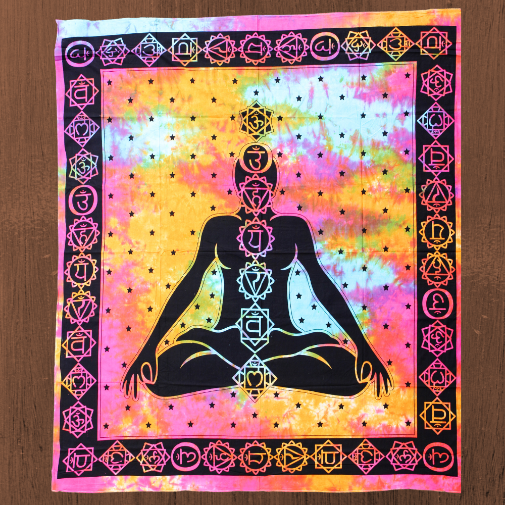 Wandbehang aus Baumwolle Motiv „Buddha Yoga“