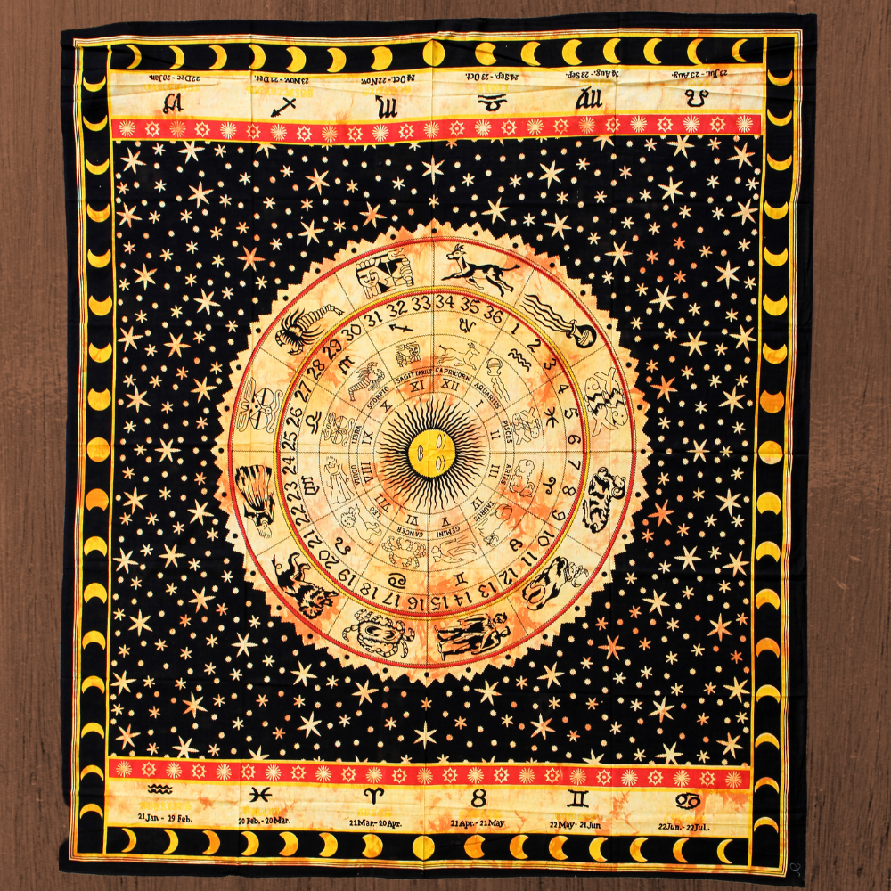 Wandbehang aus Baumwolle Mandala der Tierkreiszeichen