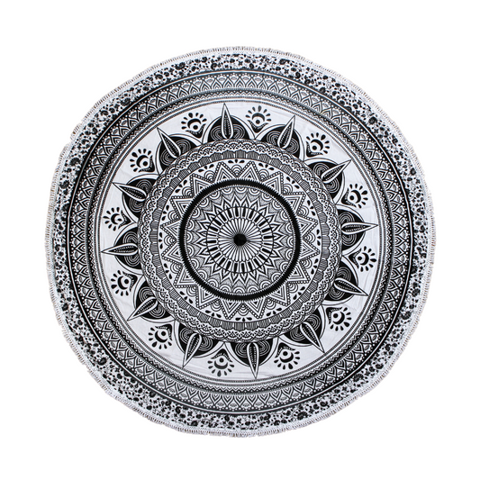 Runder Wandbehang „Black Mandala“