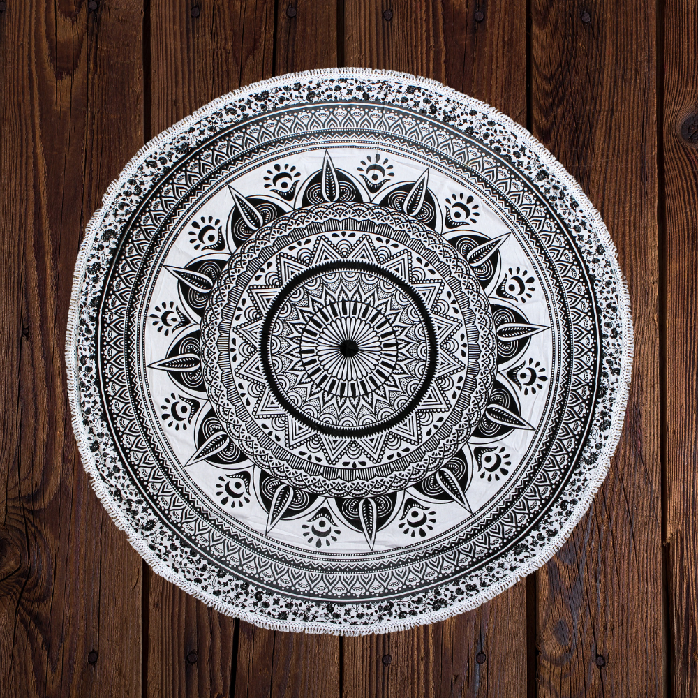 Runder Wandbehang „Black Mandala“